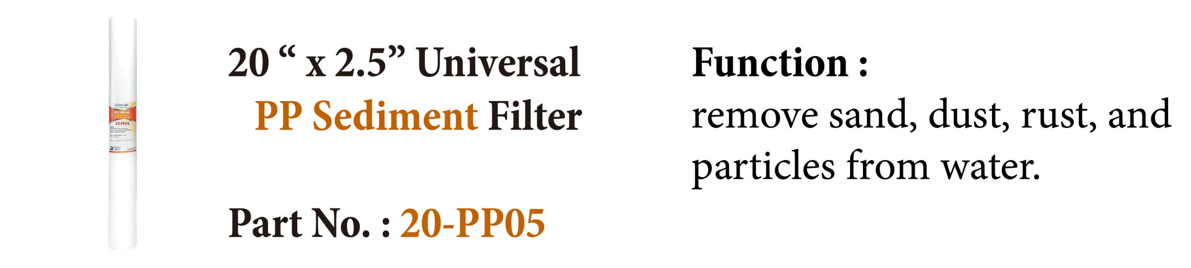 20 inches Universal 5 Micron PP Sediment Filter