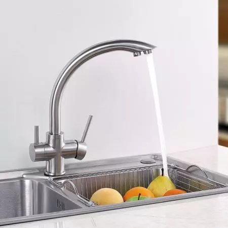 Stainless Steel 3-Way Kwan Kitchen Mixer Faucet-Brushed