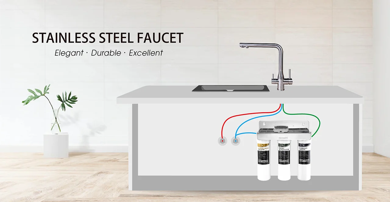 Stainless Steel Kitchen Sink 3 in 1 Mixer Tap-Brushed-FK06