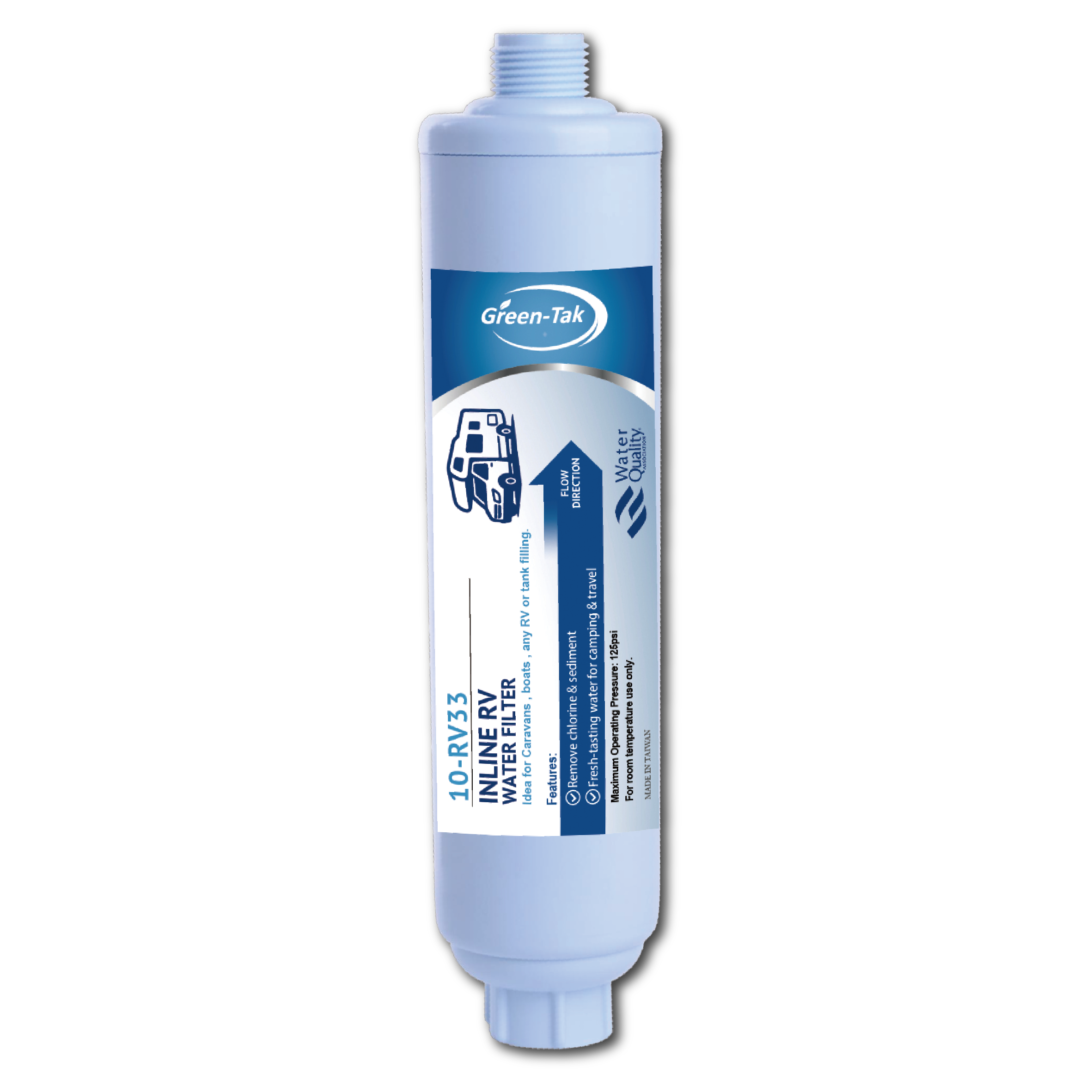 10-RV33 inline RV filter The Inline RV Filter is specially designed for caravans, boats, RVs, gardens, and portable water tank filling.